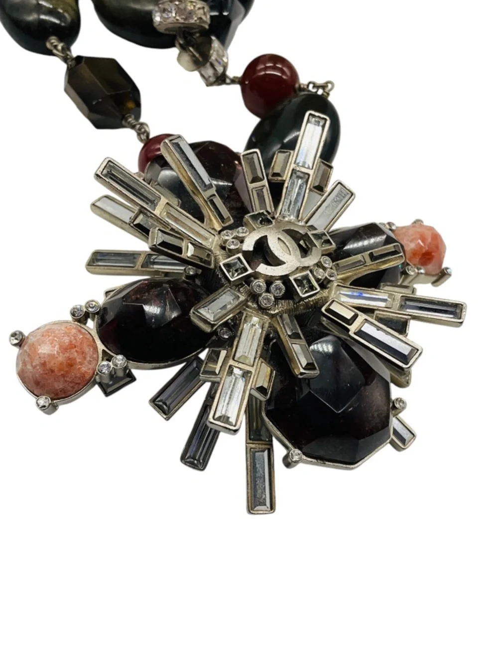 CHANEL HAUTE COUTURE FALL WINTER 2006 MULTICOLOR STONE AND CRYSTAL CC LOGO STATI